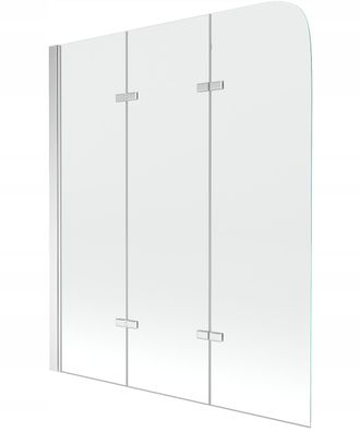 Desconocido Mampara De Ba&ntilde;era 3 Hojas Vidrio Transparente, 120x140 Cm, Perfil Cromo