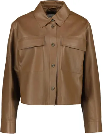 Max Mara Jassen, Dames, Bruin, XS, Leer, Wkdpiovra Leren Jas