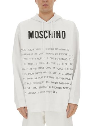 Moschino White Graphic Relaxed Hoodies