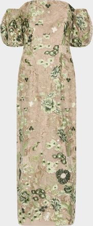 Milly Nene Embroidered Off-Shoulder Maxi Dress