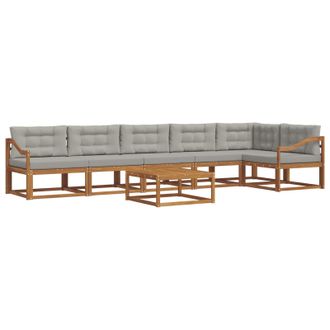 vidaXL Conjunto De Sof&aacute;s De Exterior 7 Pcs Gris Natural Y Claro Vidaxl