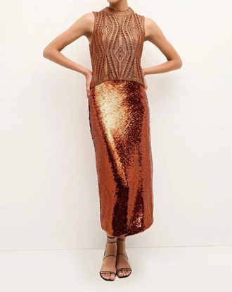 Marie Oliver Wray Sequin Skirt In Cinnamon