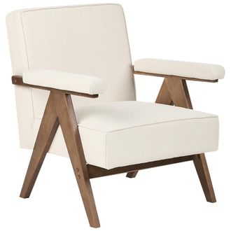 Beliani Beliani - Sill&oacute;n Retro Para Sal&oacute;n Tapizado De Tela Y Estructura De Madera Beige Claro Evje