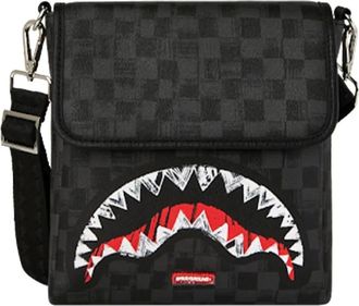 Sprayground Cross Body Messenger, male, Black, ONE SIZE, Scribble Shark Messenger Bag