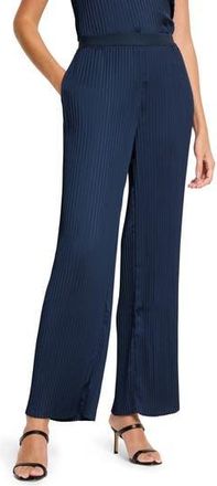 Nic+Zoe Crinkle Plissé Crepe Wide Leg Pants in Dark Indigo at Nordstrom Rack, Size Xx-Large