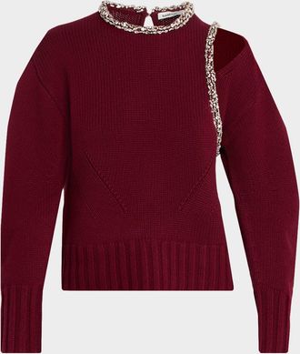 SIMKHAI Monroe Embellished Cut-Out Sweater