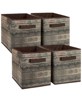 Sorbus 4pc Storage Cube Wood Basket