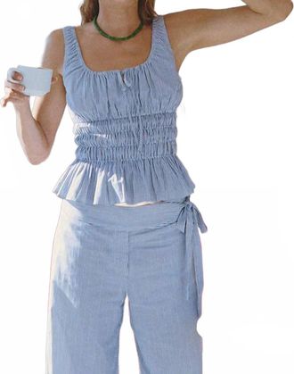 Ciao Lucia Gigi Cotton Tank Top In Blue Stripe
