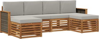 vidaXL Conjunto De Sof&aacute;s De Exterior 5 Uds. Natural Y Gris Claro Vidaxl