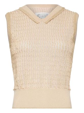 Maison Margiela polo-collar vest - women - Polyester/Viscose - M - Neutrals