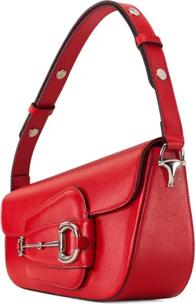 Gucci Womens Shoulder Bag Horsebit 1955 Red Leather Handbags Hand