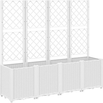 vidaXL Jardinera Con Enrejado Pp Blanco 160x40x140 Cm Vidaxl