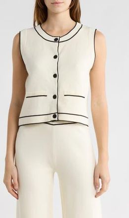 Elie Tahari Button-Up Sweater Vest in Ivory/Black at Nordstrom Rack, Size X-Large