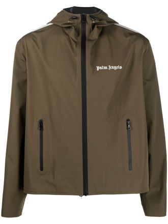 Palm Angels side-stripe hooded jacket - Green