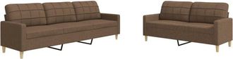 vidaXL Juego De Sof&aacute;s 2 Piezas Tela Marr&oacute;n Vidaxl