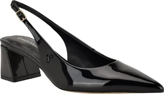 Calvin Klein Sarra Slingback Pointed Toe Pump in Black Patent at Nordstrom, Size 7.5