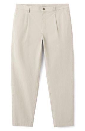 Mango Tonal Stripe Regular Fit Pants in Medium Brown at Nordstrom, Size 34