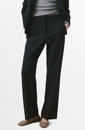 Mango Straight Leg Pants in Dark Navy at Nordstrom, Size 10