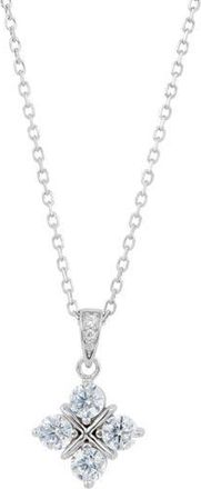 Savvy Cie Jewels Cubic Zirconia Grid Pendant Necklace in White at Nordstrom Rack