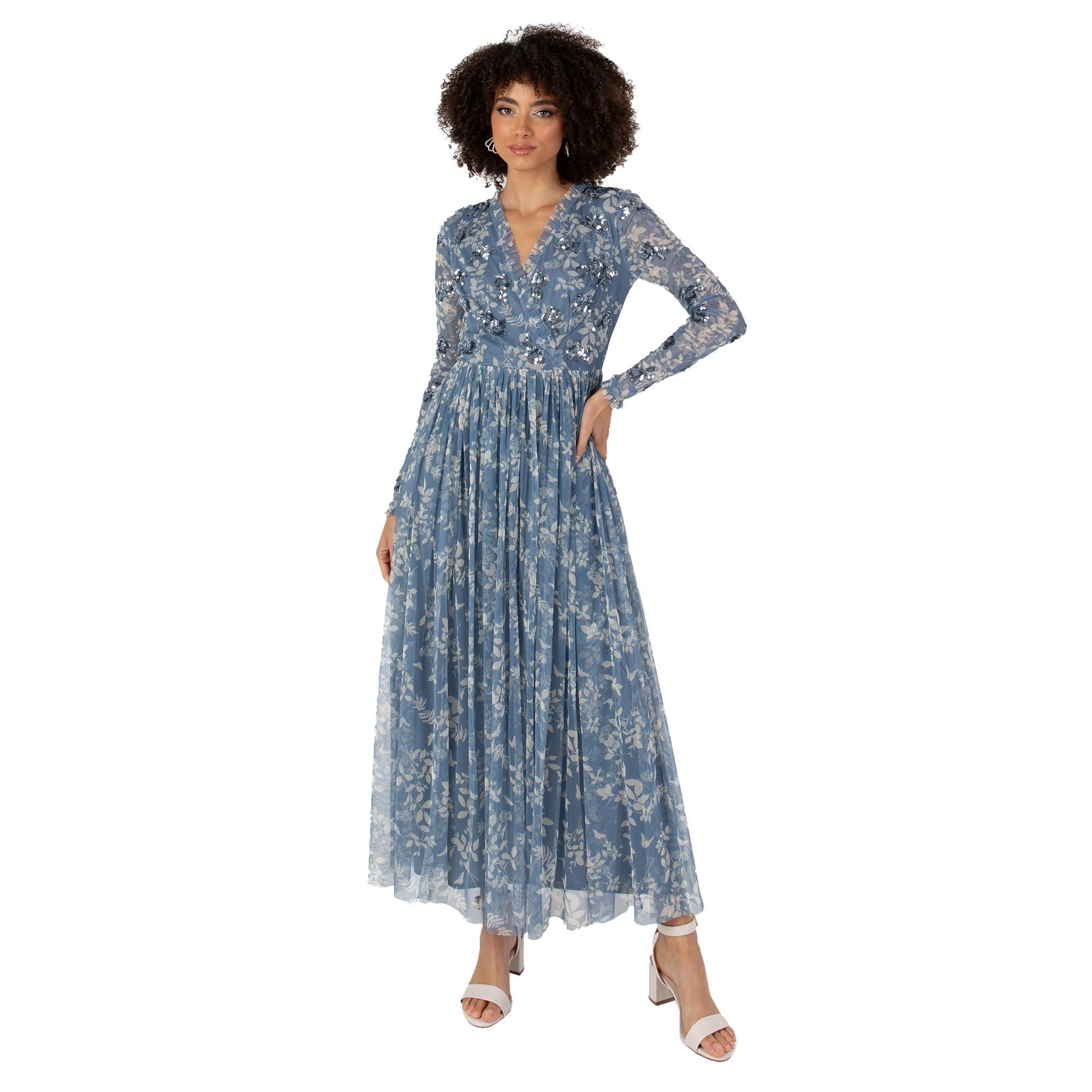 Anaya with Love Maxi-jurk met blote schouders en split, mouwloos, gala, bruiloft, gast, bruidsmeisje, baljurk, avondjurk, Stoffige Lila, 50