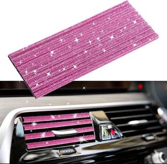OEM Strisce Decorative Glitterate Rosa Per Le Fessure Di Ventilazione Dellauto - 10 Pezzi - 20 Cm - Bling - Climatizzazione Auto - Accessori Interni - Rif