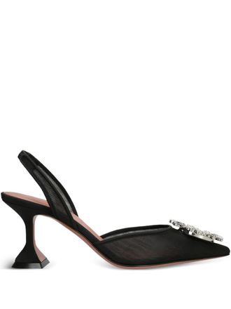 Amina Muaddi 70mm Begun slingback pumps - women - Silk/Silk/Calf Leather - 38.5 - White