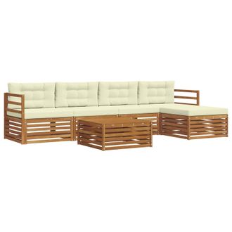 vidaXL Conjunto De Sof&aacute;s De Exterior Con Coj&iacute;n 6 Pcs Natural Y Crema Vidaxl
