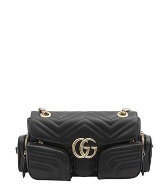 Gucci Black GG Marmont Medium Shoulder Bag