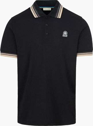 Sandbanks Mens SANBANKS GRADIENT RIB POLO BLACK - Size: 54/56/58/60