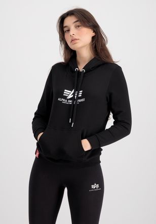 Alpha Industries Hoodie ALPHA INDUSTRIES New Basic Hoodie Wmn Foil Print, Damen, Gr. XS, schwarz (schwarz, metalsilber), Obermaterial: 80% Baumwolle, 20% Polyester, re