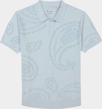 Robert Graham Mens Holbrook Paisley Jacquard Polo Sweater