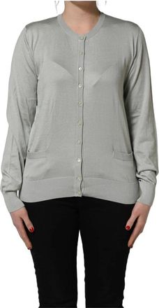 Dolce & Gabbana Lange Mouw Cardigan met Ronde Hals - Dames - Vesten - Groen - XS - Katoen - Truien & Vesten