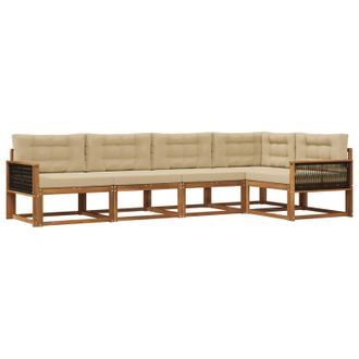 vidaXL Conjunto De Sof&aacute;s De Exterior 5 Pcs Natural Y Beige Vidaxl