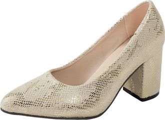 Generic Elegant Pointed Toe Slip On Dress Shoes with Chunky Low Heels for Women Wedges Heel Evening UK Party Pumps White Size 4