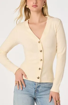 ASTR the Label McKenzie V-Neck Cardigan in Cream at Nordstrom Rack, Size X-Small