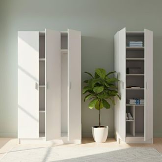 Dmora Armario Multiuso Grande Tergu, Modulable, 10 Estantes, 5 Puertas, 168x180h Cm Blanco