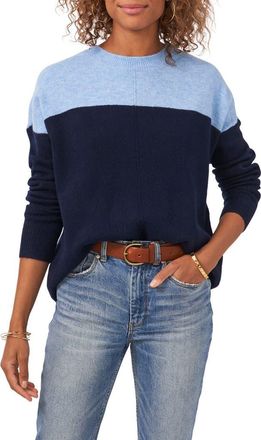 Vince Camuto Extended Shoulder Colorblock Sweater in Classic Navy at Nordstrom, Size Xx-Large