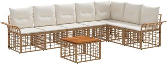 vidaXL Conjunto De Sof&aacute;s De Exterior 8 Uds. 7 Plaza Natural Y Crema Vidaxl