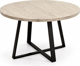 Home Heavenly Home Heavenly - Mesa De Comedor Redonda Extensible Anubis, Dise&ntilde;o Moderno Y Funcional, Tablero De Melamina Y Patas Met&aacute;licas Ne Color: Beige - Pata Ne