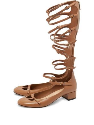 Dior buckle leather flats - women - Calf Leather/Calf Leather/Calf Leather - 38.5 - Brown