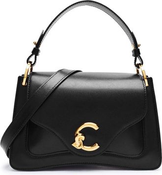 Coccinelle Structured Small Handbag with Geometric Lines and Accordion Design