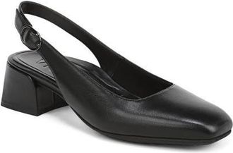 Vionic Reyes Block Heel Slingback Pump in Black Leather at Nordstrom, Size 8.5