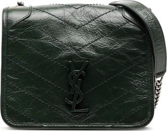 Saint Laurent 2019 Crinkled Calfskin Niki Wallet on Chain crossbody bag - Verde