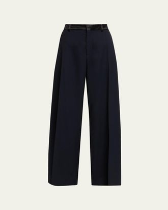Nackiy&eacute; Hutton Satin-Waistband Wide-Leg Pants