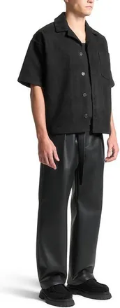 Mani&egrave;re De Voir Luc Boxy Suede Shirt in Black at Nordstrom, Size X-Small