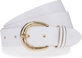 Tamaris Lederg&uuml;rtel TAMARIS, Damen, Gr. 11,5, wei&szlig;, Rindsleder, unifarben, G&uuml;rtel Lederg&uuml;rtel, 3cm breit, schlichte Dornschnalle in Gold, dezentes Markenlogo