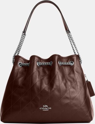 Coach Womens Evelyn Shoulder Bag With Quilting - Brown Leather - One Size