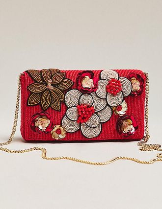 Maeve Beaded 3D Floral Embellished Clutch