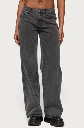 Edikted Raelynn Low Rise Baggy Jeans in Black-Washed at Nordstrom, Size X-Large