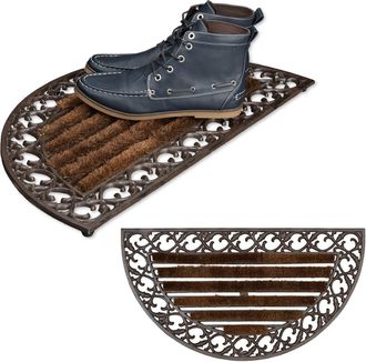 Relaxdays 2x Felpudos Para La Entrada, Hierro Fundido, Patas De Goma, Antideslizante, 4 X 72 X 39 Cm, Bronce